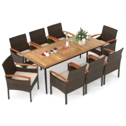 Costway 9 PCS Patio PE Wicker Dining Set With Cushions And 1.9" Umbrella Hole For Deck 14 Costway 9 PCS Patio PE Wicker Dining Set With Cushions And 1.9" Umbrella Hole For Deck -Costway GUEST 461f081e 69a2 474f 8fc0 b017c66e3704
