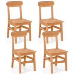 Costway 1/2 PCS Patio Teak Wood Chair Wooden Armless Dining Chair With Slatted Seat -Costway GUEST 46279efa 2953 4a00 b9b7 6e1f3fcdb3b8