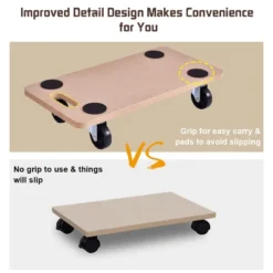 Costway 4pc 440lbs Platform Dolly Rectangle Wood Utility Cart Wheeled Moving Transporter -Costway GUEST 46612880 28d8 4732 af0a 11d734fffd1c