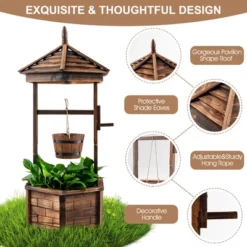 Costway Wooden Wishing Well Hexagonal Bucket Flower Plants Planter Patio Garden Decor 18 Costway Wooden Wishing Well Hexagonal Bucket Flower Plants Planter Patio Garden Decor -Costway GUEST 46aa5112 0161 4340 86ac e9222a83095b