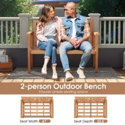Costway 2-Person Outdoor Garden Bench With Comfy Armrests And Backrest Teak Wood 17 Costway 2-Person Outdoor Garden Bench With Comfy Armrests And Backrest Teak Wood -Costway GUEST 46aecac1 df2e 4195 afe7 a47a6db41409