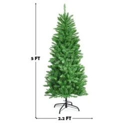 Costway 5/6/7 Ft Pre-lit Artificial Pencil Christmas Tree Hinged Fir PVC Tree With 150/250/350 LED Lights -Costway GUEST 4714488f 199d 466e 9bdf c93f9b9f7307