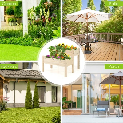 Costway 2 Tier Wooden Raised Garden Bed Elevated Planter Box W/Legs Drain Holes 5 Costway 2 Tier Wooden Raised Garden Bed Elevated Planter Box W/Legs Drain Holes - Image 3