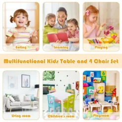 Costway 5 Pieces Kids Wood Table & Chair Set For 2-6 Years Colorful -Costway GUEST 474e4eba 304c 45a2 81b2 1413c2f5a6a0