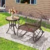 Costway Patio Rocking Chair Art Scroll Rocker Backrest Armrests Antique Copper Backyard -Costway GUEST 47948e26 0e80 46bf baea af053cf8c8c8