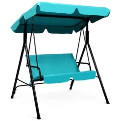 Costway Loveseat Patio Canopy Swing Glider Hammock Cushioned Blue -Costway GUEST 47c3fc73 7464 414e b53a da1761c8f12d