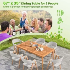 Costway 6-Person Outdoor Acacia Wood Dining Table With 1.96" Umbrella Hole Rectangular 18 Costway 6-Person Outdoor Acacia Wood Dining Table With 1.96" Umbrella Hole Rectangular -Costway GUEST 4814953d 57b3 45df a4e9 155004836d8f
