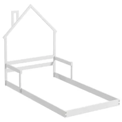 Costway Twin Size Floor Bed For Kids With Chimney Headboard & Handrail Gray/White/Natural -Costway GUEST 4830d4d4 73b7 47a9 85fb 8ebeae6e1893