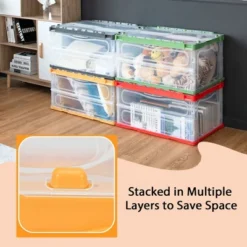Costway 75L Collapsible Storage Bins Folding Plastic Stackable Utility Crates 4 Pack -Costway GUEST 483b0288 9cd4 4636 a521 358730df491c
