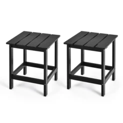 Costway 2 PCS Patio 15'' End Side Coffee Table Square Wooden Slat Deck WhiteBlackGray -Costway GUEST 483c05be 5460 434e b643 93e73b75846d
