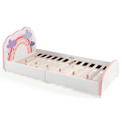 Costway Kids Upholstered Platform Bed Children Twin Size Wooden Bed Rainbow Pattern 10 Costway Kids Upholstered Platform Bed Children Twin Size Wooden Bed Rainbow Pattern - Image 8