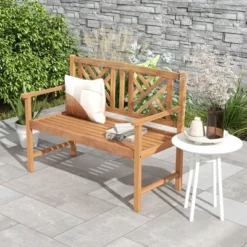 Costway Patio Acacia Wood 2-Person Slatted Bench Outdoor Loveseat Chair Garden Natural -Costway GUEST 487162c6 7cce 4e6e ba5c 33b8fed125de