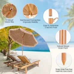 Costway 7.2FT Patio Thatched Tiki Umbrella W/Tilt 8 Ribs Hawaiian Hula Beach -Costway GUEST 487344c4 e223 4bf9 a8ae e7f41e27affc