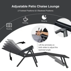 Costway Patio Folding Chaise Lounge Chair Outdoor Portable Reclining Lounger Beach BlackBrownGrey -Costway GUEST 48996a2a c5d6 4dc3 bbf2 4647e93c2875