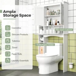 Costway Over The Toilet Storage Cabinet Bathroom Storage Organizer With Toilet Paper Holder -Costway GUEST 48dc4a1d 6696 445a a10e b45af3aa7b29