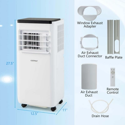 Costway 8000 BTU Portable Air Conditioner Cools Up To 250 Sq.Ft With Fan & Dehumidifier 5000 BTU(8000BTU ASHRAE) 4 Costway 8000 BTU Portable Air Conditioner Cools Up To 250 Sq.Ft With Fan & Dehumidifier 5000 BTU(8000BTU ASHRAE) - Image 2