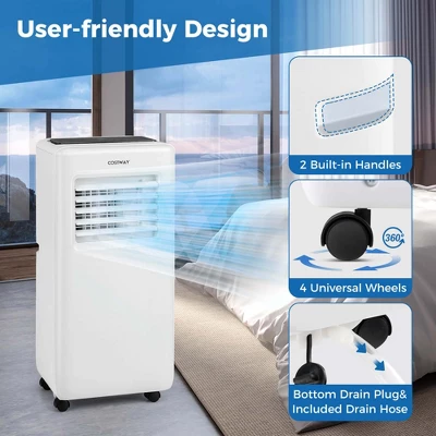 Costway 8000 BTU Portable Air Conditioner 3 In 1 Air Cooler With Fan & Dehumidifier 5000 BTU(8000BTU ASHRAE) 3 Costway 8000 BTU Portable Air Conditioner 3 In 1 Air Cooler With Fan & Dehumidifier 5000 BTU(8000BTU ASHRAE)