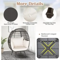 Costway Patio Oversized Rattan Wicker Egg Chair Lounge Basket 4 Cushion Indoor & Outdoor -Costway GUEST 491ce047 72b5 4015 b715 fe0eb9a93045
