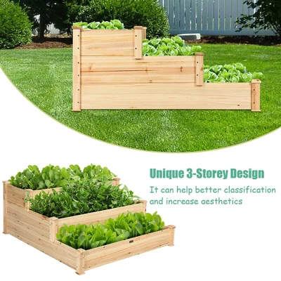 Costway 3 Tier Wooden Raised Vegetable Garden Bed Elevated Planter Kit Outdoor Gardening 6 Costway 3 Tier Wooden Raised Vegetable Garden Bed Elevated Planter Kit Outdoor Gardening - Image 4