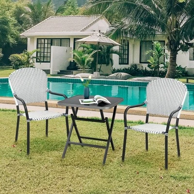 Costway Patio Folding Square Dining Table Aluminum Frame Tempered Glass Top 4 Costway Patio Folding Square Dining Table Aluminum Frame Tempered Glass Top - Image 2