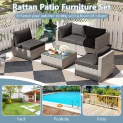 Costway 5/10 PCS Outdoor Patio Sectional Sofa Couch PE Rattan Conversation Set Black/Gray -Costway GUEST 49782e2a 8876 4f43 8321 257c6fc3ff22