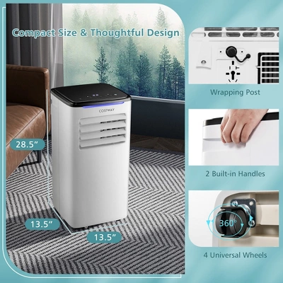 Costway 7100 BTU (10000 BTU ASHRAE) Portable Air Conditioner 3-in-1 AC Unit W/ Cool Dehum Fan Sleep Mode 3 Costway 7100 BTU (10000 BTU ASHRAE) Portable Air Conditioner 3-in-1 AC Unit W/ Cool Dehum Fan Sleep Mode