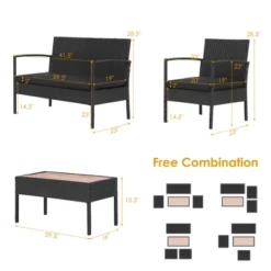 Costway 8PCS Patio Rattan Furniture Set Cushioned Chair Wooden Tabletop Black -Costway GUEST 497f8a9e 07e8 430a b0fe 69887b9c49f7