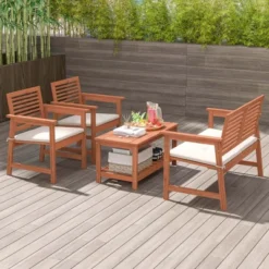 Costway 4 PCS Patio Conversation Set With Soft Seat Cushions 2-Tier Rectangle Coffee Table -Costway GUEST 4986791f e70d 41d6 b639 2e9bdd49e570