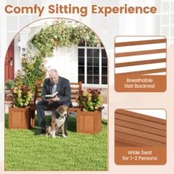 Costway 1/2 PCS Planter Box With Bench 2 Open-ended Planter Boxes Slat Backrest For Patio 13 Costway 1/2 PCS Planter Box With Bench 2 Open-ended Planter Boxes Slat Backrest For Patio -Costway GUEST 499ea0ad 6c0c 4141 98b1 6e2954132ae6