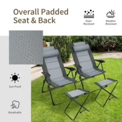 Costway 4PCS Patio Folding Dining Chair Ottoman Set Recliner Adjustable Gray 15 Costway 4PCS Patio Folding Dining Chair Ottoman Set Recliner Adjustable Gray -Costway GUEST 49a9a183 aa60 472a a30f b189a5fc2a27
