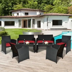 Costway 8PCS Patio Rattan Furniture Conversation Set Cushion Sofa Table Garden TurquoiseNavyBlackRed 25 Costway 8PCS Patio Rattan Furniture Conversation Set Cushion Sofa Table Garden TurquoiseNavyBlackRed -Costway GUEST 49bf88f3 c814 41f7 97bd e2fc674842bc