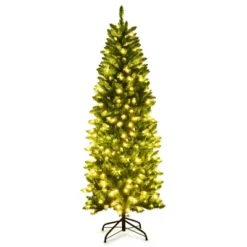 Costway 5/6/7 Ft Pre-lit Artificial Pencil Christmas Tree Hinged Fir PVC Tree With 150/250/350 LED Lights -Costway GUEST 4a15398b 59d9 4232 972b ddeee1a195ba