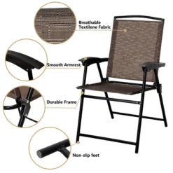 Costway 3PC Bistro Patio Garden Furniture Set 2 Folding Chairs Glass Table Top Steel -Costway GUEST 4a64f840 0745 474e a7e9 5911297c30ad