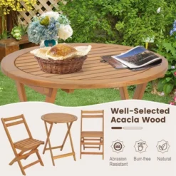 Costway 3 PCS Folding Patio Bistro Set Solid Acacia Wood Table & Chairs Slatted Tabletop -Costway GUEST 4a87f776 be97 4cc6 93f3 0ccfd238401d