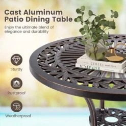 Costway 24" Round Cast Aluminum Table Patio Dining Bistro Table With 2 Inch Umbrella Hole -Costway GUEST 4ac88b61 5019 4964 bfff 7194a7647c6e