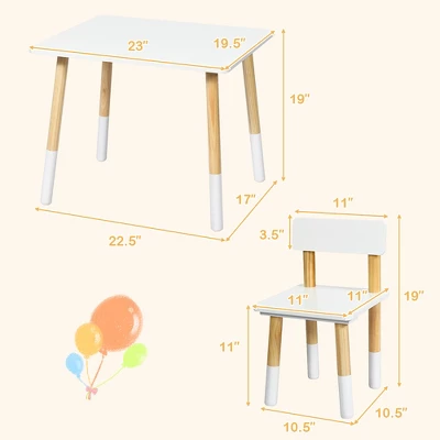 Costway Kids Wooden Table & 2 Chairs Set Children Activity Table Set 9 Costway Kids Wooden Table & 2 Chairs Set Children Activity Table Set - Image 7