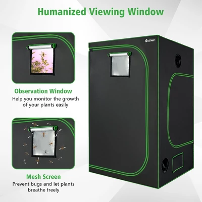 Costway 4x4 Grow Tent, 48''x48''x80'' High Reflective Mylar W/Observation Window GrayBlack 6 Costway 4x4 Grow Tent, 48''x48''x80'' High Reflective Mylar W/Observation Window GrayBlack - Image 4