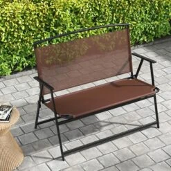 Costway 2-Person Patio Bench Folding Outdoor Garden Bench With Backrest And Armrests -Costway GUEST 4b10e266 9cf5 4ea3 8fc9 7ad149363daa