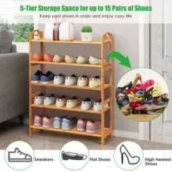 Costway 5-Tier Bamboo Shoe Rack FreeStanding Shoe Shelf Entryway Shoe Storage Organizer 16 Costway 5-Tier Bamboo Shoe Rack FreeStanding Shoe Shelf Entryway Shoe Storage Organizer -Costway GUEST 4b35ea55 5df2 4bc0 adac d528fccd2e65