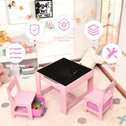 Costway 3 In 1 Wood Activity Table Chair Set W/Storage Box Pink 15 Costway 3 In 1 Wood Activity Table Chair Set W/Storage Box Pink -Costway GUEST 4b9961a2 3558 47a3 b3d0 a78b011747fd