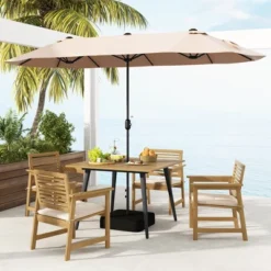Costway 4-Person 42.5" Outdoor Dining Table With 1.9" Umbrella Hole, Adjustable Foot Pads -Costway GUEST 4bbe99ca 66bc 453e 8f69 a21fce56ac69