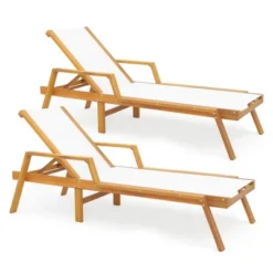 Costway 1/2 PCS Outdoor Chaise Lounge With Adjustable 5-position Backrest Solid Wood Frame 21 Costway 1/2 PCS Outdoor Chaise Lounge With Adjustable 5-position Backrest Solid Wood Frame -Costway GUEST 4be0245e 1822 42e7 a475 7b9f1513126e