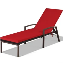 Costway Patio Rattan Lounge Chair Chaise Recliner Back Adjustable Cushioned Outdoor Red 14 Costway Patio Rattan Lounge Chair Chaise Recliner Back Adjustable Cushioned Outdoor Red -Costway GUEST 4bf75cbf a4f7 4cbc a13a 26900735ccfc