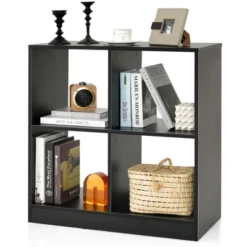Costway 4-Cube Bookcase Floor Open Wooden Bookshelf Storage Cabinet Toy Organizer Black/White/Natural -Costway GUEST 4c269c9d be0b 44fb 9d73 e500a24d70bf