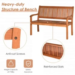 Costway 50'' Two Person Outdoor Garden Bench Loveseat Porch Chair Solid Wood W/Armrest -Costway GUEST 4c440cc3 e8a7 46ae ac2f 7500ccdacb8c