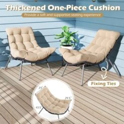 Costway 3 PCS Patio Furniture Set With Cushioned Papasan Chairs Tempered Glass Coffee Table Gray/Brown -Costway GUEST 4c683b6a 305d 4b9d a882 6d8a613d3e59