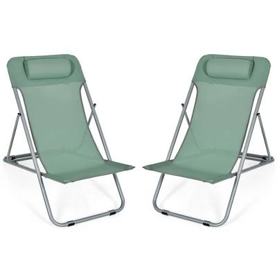 Costway Set Of 2 Beach Chair Portable 3-Position Lounge Chair W/ Headrest BlueGreenOrange 12 Costway Set Of 2 Beach Chair Portable 3-Position Lounge Chair W/ Headrest BlueGreenOrange - Image 10