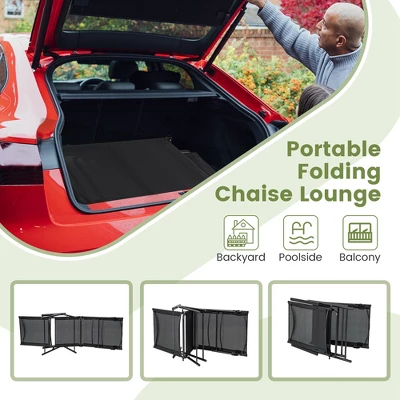 Costway 2 Piece Patio Folding Chaise Lounge Chairs With 6-Level Backrest Reclining Chairs Tan/Black/Grey 7 Costway 2 Piece Patio Folding Chaise Lounge Chairs With 6-Level Backrest Reclining Chairs Tan/Black/Grey - Image 5