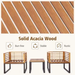 Costway 3pcs Patio Acacia Wood Bistro Conversation Cushioned Chair & Table Set Outdoor 14 Costway 3pcs Patio Acacia Wood Bistro Conversation Cushioned Chair & Table Set Outdoor -Costway GUEST 4d284b17 d65d 4347 afaf 613e71b5e64e