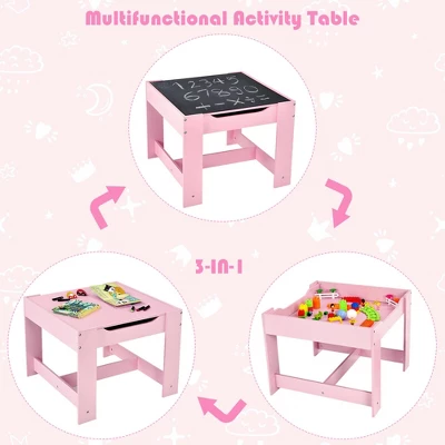 Costway 3 In 1 Wood Activity Table Chair Set W/Storage Box Pink 8 Costway 3 In 1 Wood Activity Table Chair Set W/Storage Box Pink - Image 6
